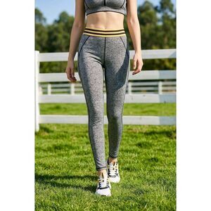 🔺️Sommer Ray Gray & Yellow Waistband Athletic Leggings Small